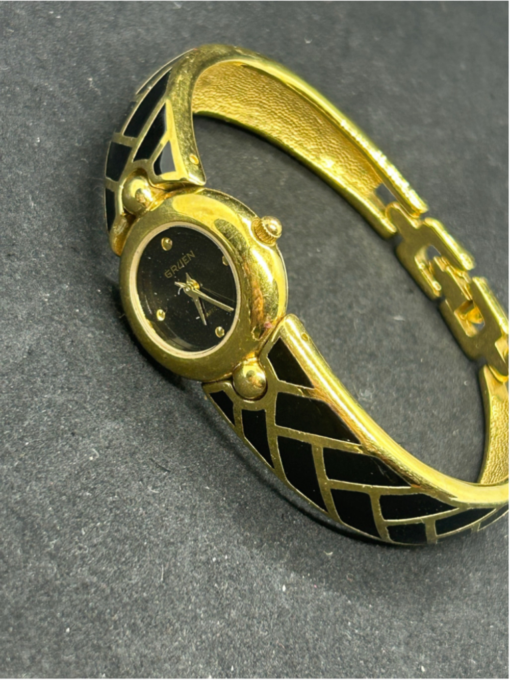 Women's Gruen Quartz Watch One Size Gold and Black